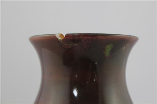 A Moorcroft leaf and berry flambe baluster vase, c.1945-49 24.5cm, rim damage